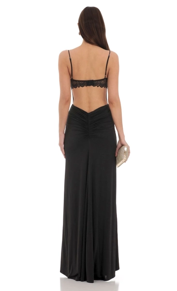 Open Back Mermaid Maxi Dress in Black | LUCY IN THE SKY