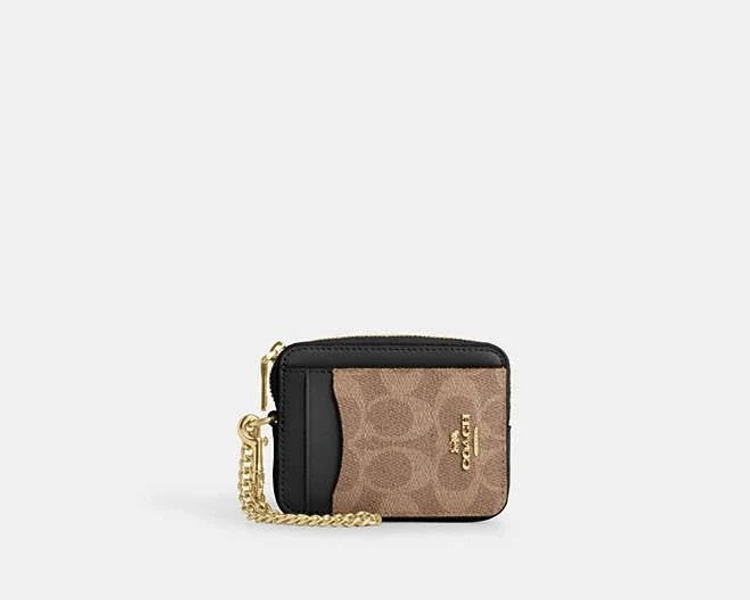 Coach Women's Signature Canvas Zip Card Case
