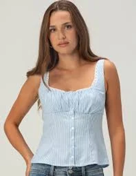 RSQ Womens Button Front Cami - BLUE/WHT 