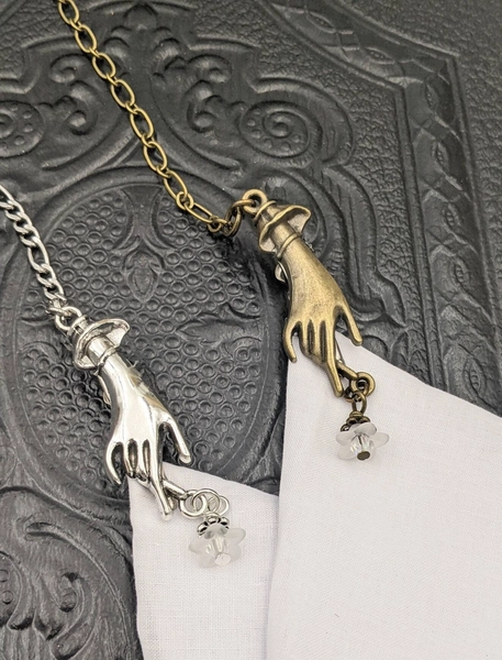 Chatelaine Tools - Victorian Handkerchief Clip - Stainless Steel on a Chain with Ring - With or Without Embroidered Handkerchief