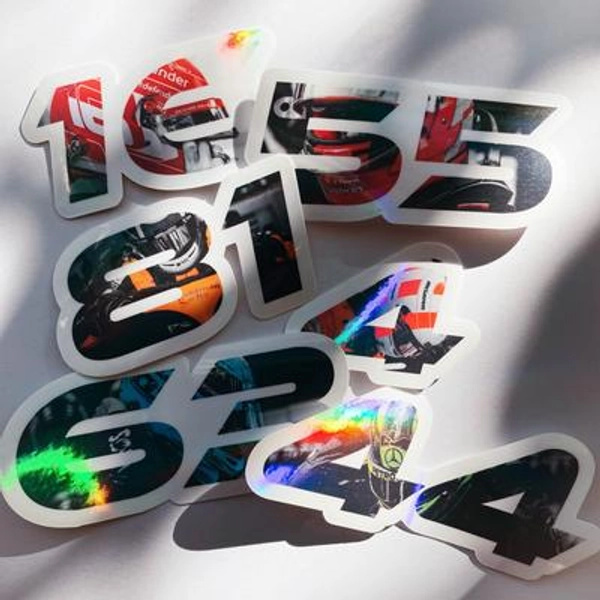 Formula 1 Driver Number Waterproof Sticker Set