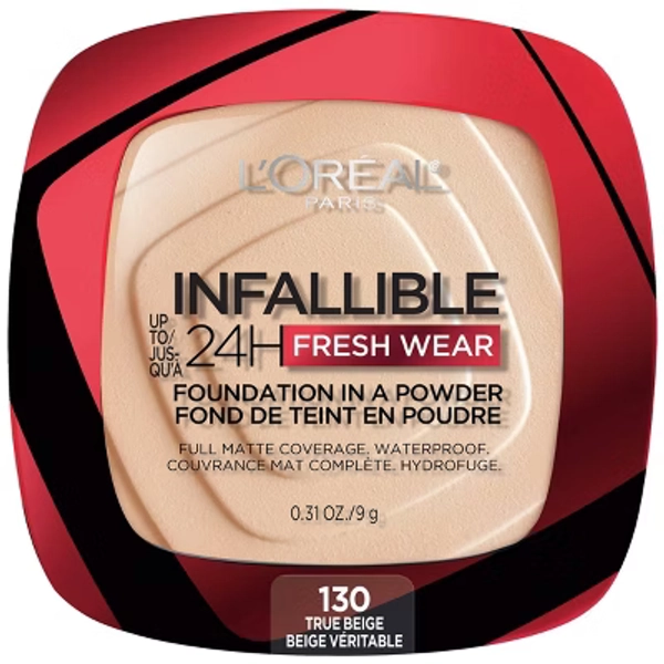 L'Oreal Paris Infallible Up to 24H Fresh Wear Foundation in a Powder - 130 True Beige - 0.31oz