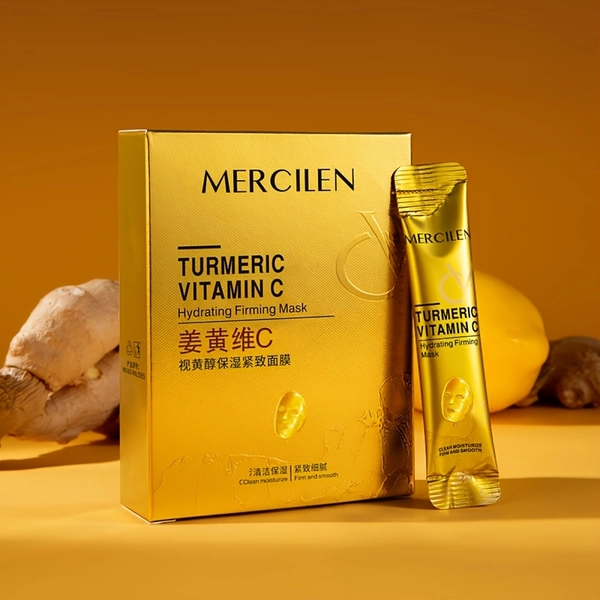 Turmeric Vitamin C Retinol Moisturizing and Firming Mask 6g*10 Pack, Added Aloe Vera, Hyaluronic Acid and Phytosqualane, Deep Cleansing, Moisturizing and Firming, Suitable for All Skin Types, Even Light Beige, Travel Portable Outfit.