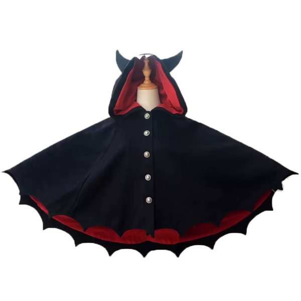 Fleece Poncho Hoodie Cloak Coat Winter Women Halloween Gothic Punk Black Devil Bat Wing Demon Costume Lolita Ouji Hood For Girls - AliExpress 
