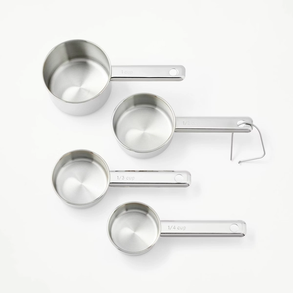 4pc Stainless Steel Measuring Cups Silver - Figmint™: Dishwasher-Safe, 18/8 Stainless Steel, Figmint Kitchen Essentials