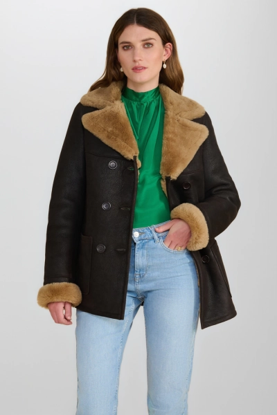 FURNIQ UK Chelsea Shearling Peacoat | Nordstrom