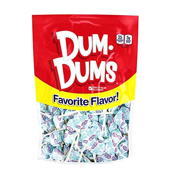 Dum Dums Blu Raspberry Lollipops - Bulk Candy Bag with Lollipops Individually Wrapped, Single Flavor Gourmet Suckers - 50 Count