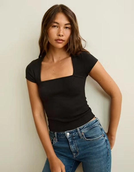 AE Square Neck Hey Baby Tee