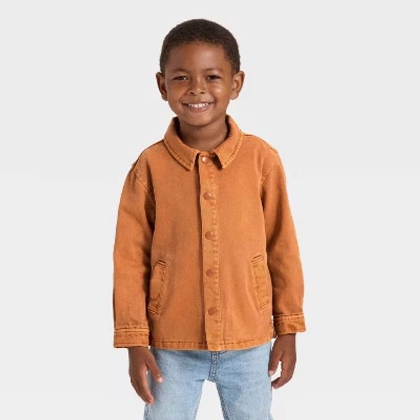 Toddler Boys' Twill Snap Front Jacket - Cat & Jack™ Brown 2T