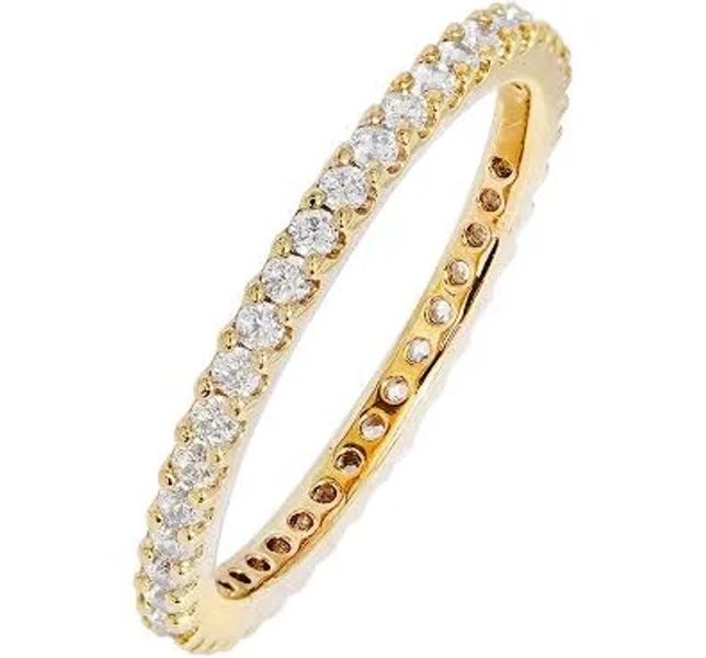Amazon Essentials 23K Gold Plated Single Row Pave Stackable Eternity Ring