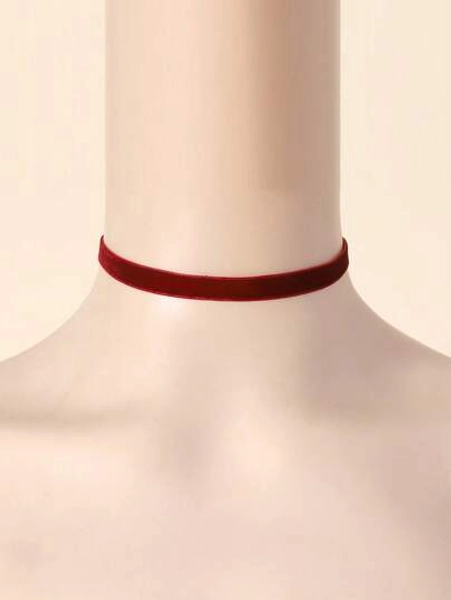 1pc 32+5cm Fashionable Minimalist Velvet Choker Necklace Gothic Collar Chain For Women Daily Decoration