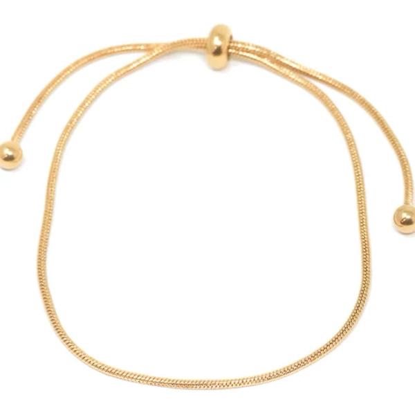 18K Gold Snake Chain Slider Bracelet – Adjustable, Stainless Steel & PVD Gold Plated