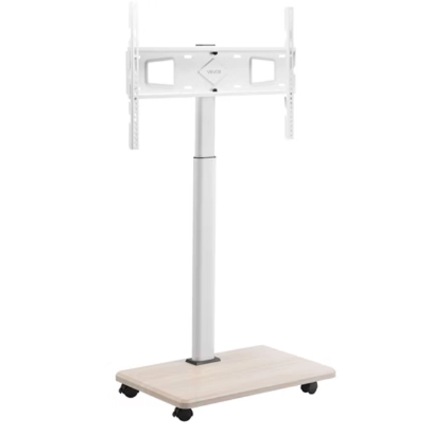 VEVOR Rolling TV Stand, Mobile TV Cart for 32-70 Inch Screens, 25° Left-Right Rotation and Height Adjustable TV Mount on Wheels, White