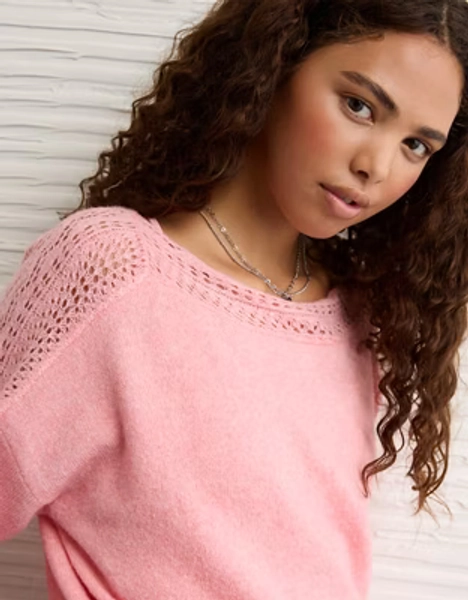 AE Whoa So Soft Lace Sweater