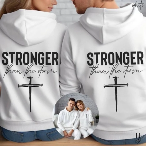 Stronger Than The Storm Chrisitan Aesthetic Crewneck Sweatshirt