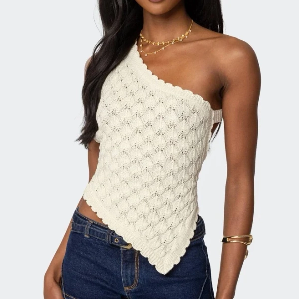Edikted Women's Codi Backless Asymmetric Knit Top