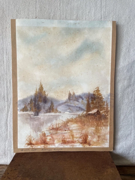 Vintage Original Watercolour Landscape Painting | Rustic Cabin Lake Scene | Signed Artwork on Paper | Cottagecore Wall Decor - Etsy Australia
