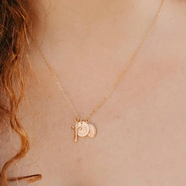 15 Inches Rose Gold Filled Crucifix Necklace