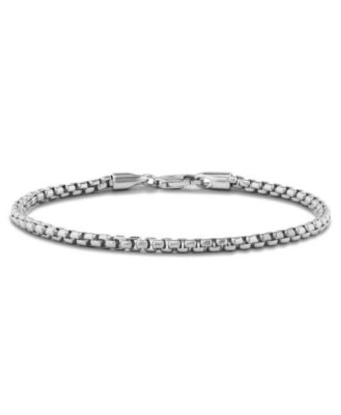 Men's Box Chain Bracelet 3mm Rhodium-Plated Sterling Silver