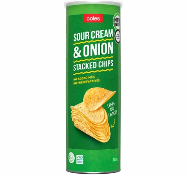 Coles Stacked Chips Sour Cream & Onion 160g