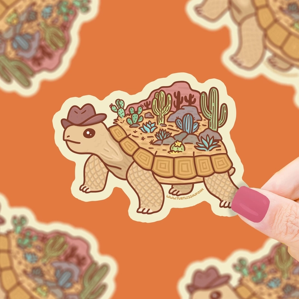 Desert Tortoise Sticker: Cowboy Turtle, Western Waterproof Vinyl