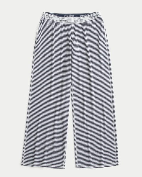Cozy Rib Elastic Waist Wide-Leg Pants