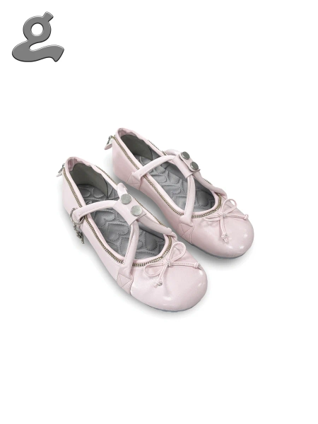 Pink Top-Handle Ballet Flats “Baggie”
