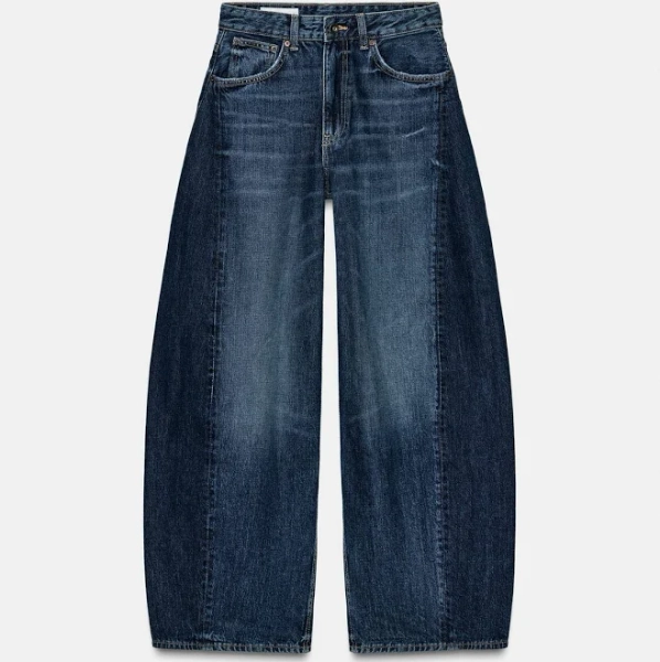 Zara Women's TRF High-Waist Balloon Oversize Jeans