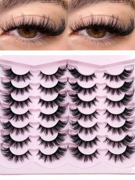 Rikuaild NEW 14 Pairs Cat Eye Eyelashes Manga Lashes End Eye Elongated Faux Mink Lashes Fluffy And Soft Lashes Strip Lashes,Lashes,Eyelashes,Fake Lashes