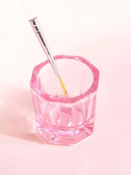 klimonla 1pc Glass Crystal Cup, Nail Art Acrylic Liquid Powder Nail Art Cups Bowl Glassware Tools, Pink,Nail Supplies,Nail Tools,Nail Art Tools,Back To School,Nails,Nail Tools For Press On Nails