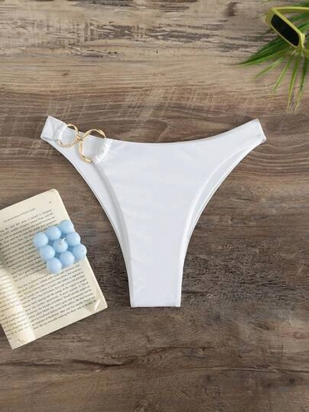 SHEIN Swim Bikini Bottoms With Ring Detail,For Swimming Pool,Summer Beach