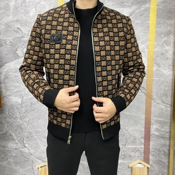 High-end trendy men's casual jacket European and American style spring and autumn men's jacket fashionable digital jacquard - AliExpress 200000343