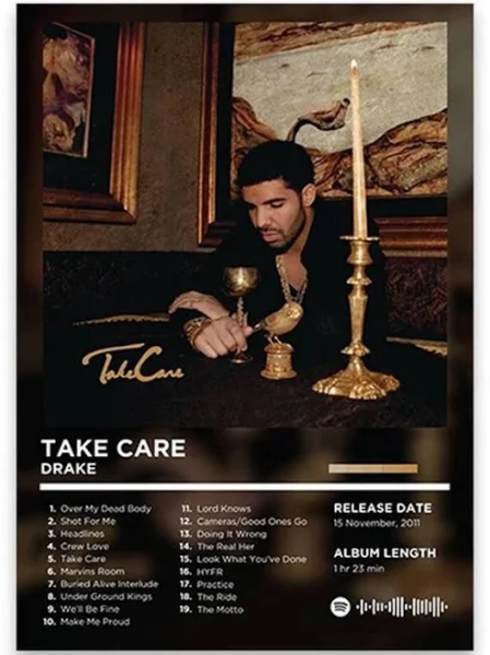 Rhyme Legends Drake Take Care Iconic Album Cover Poster