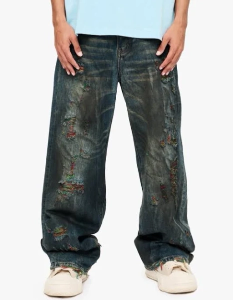 Valabasas Men's Oversized Ripped Baggy Jeans