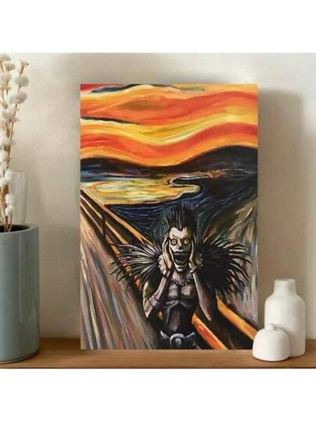 1pc Vibrant Anime Scream Cartoon Poster Canvas Painting Modern Home Living Room Bedroom Bathroom Office Decoration Wall Art Gift Optional Frame ,Wall Art With Frame