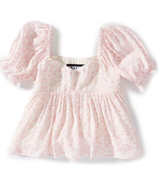 KatieJNYC Big Girls Puffed-Sleeve Meena Woven Peasant Top