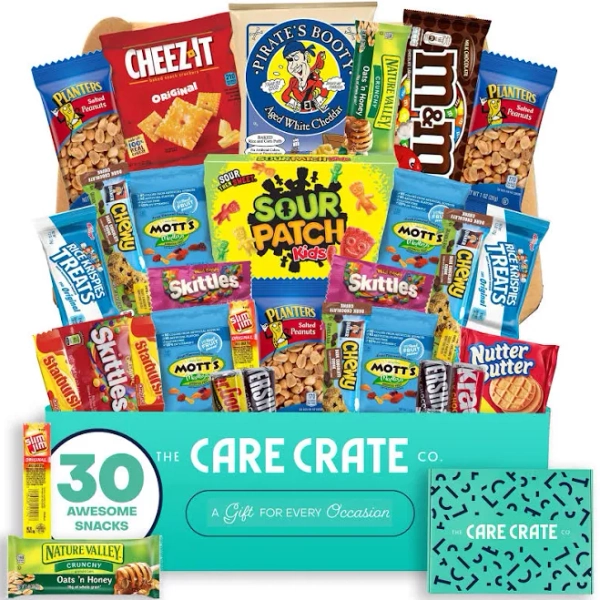 The Care Crate Co. Small Snack Box Care Package 31 Piece Variety Pack