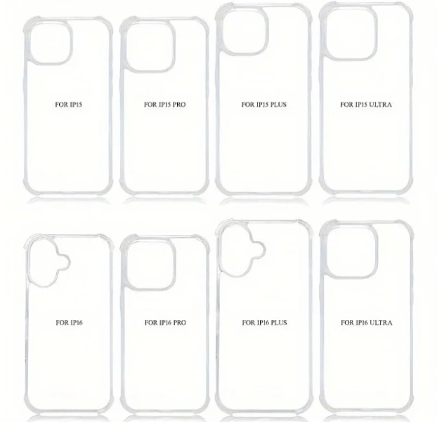 Clear phone cases bulk, Clear phone case, 10pcs Blank Four Corners Anti-Fall Phone Cases for Iphone 16/15 Series 2D TPU, Basic cases