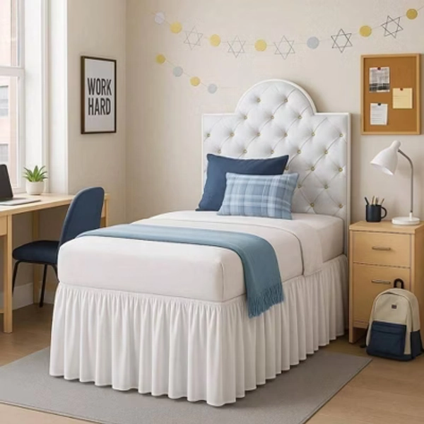 Ruffled Dorm Bed Skirt, 100 Microfiber, Twin XL - 36 White, 39" X 80" white TwinXL