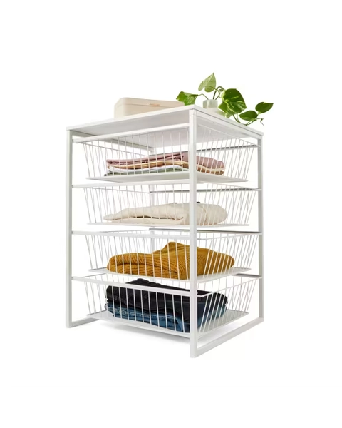 Mesh and Wire 4 Drawer Unit - White