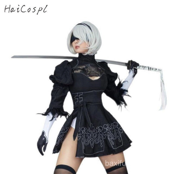 Nier Automata Yorha 2B Cosplay Terno Anime Roupa Feminina Disfarce Traje Conjunto Fantasia Halloween Meninas Festa Vesti | Shopee Brasil