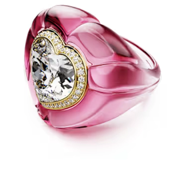 Dulcis cocktail ring, Heart cut, Pavé, Heart, Pink