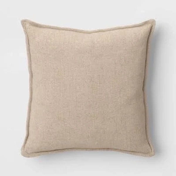 Threshold Square Linen Throw Pillow with Flange