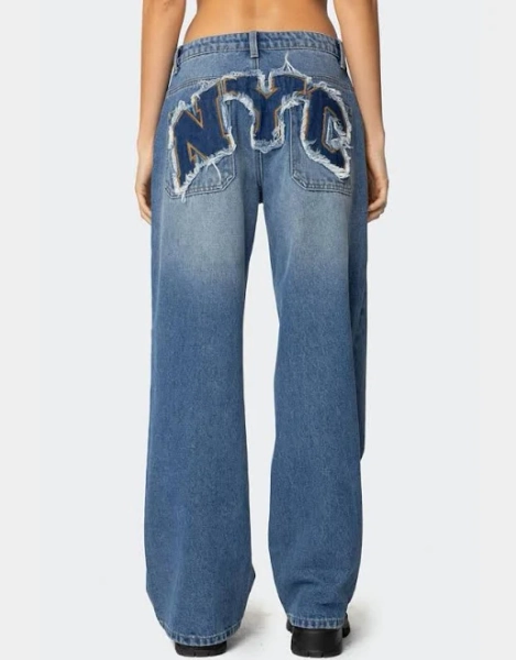 Edikted Women's Nyc Washed Low Rise Jeans
