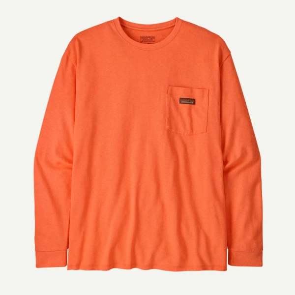 M's Long-Sleeved Work Pocket T-Shirt - Orange Peel