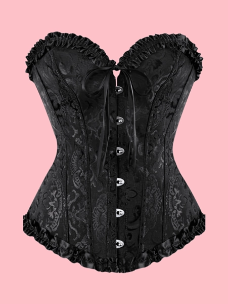 Palace Style Corset With Boning To Shape Waist And Push Up Bust, Sexy Jacquard Shapewear Top, Suitable For Wearing With A Dress, For Halloween