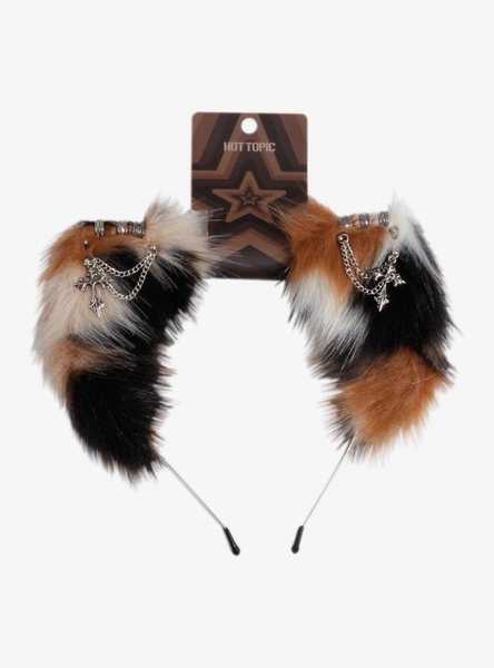 Calico Grunge Pierced Cat Ears Headband