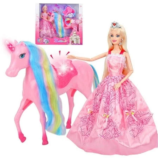 Unicorn Princess Dolls Set, Magical Light Unicorn Toys for Girls, Horse Toys, Princess Toys, Unicorn Gifts for Girls Kids Aged 3 4 5 6 7 8, Pink
