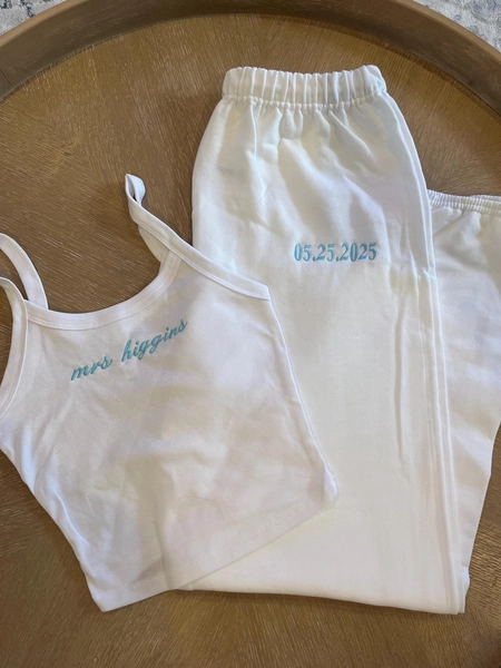 Bride Embroidered Tank and Sweatpants Set, Bridal Sweats