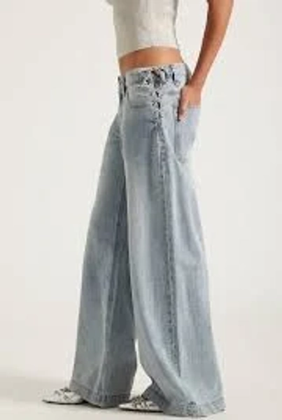 Pacsun Sloane Low Rise Ultra Baggy Jeans Lace-Up Side Light Blue